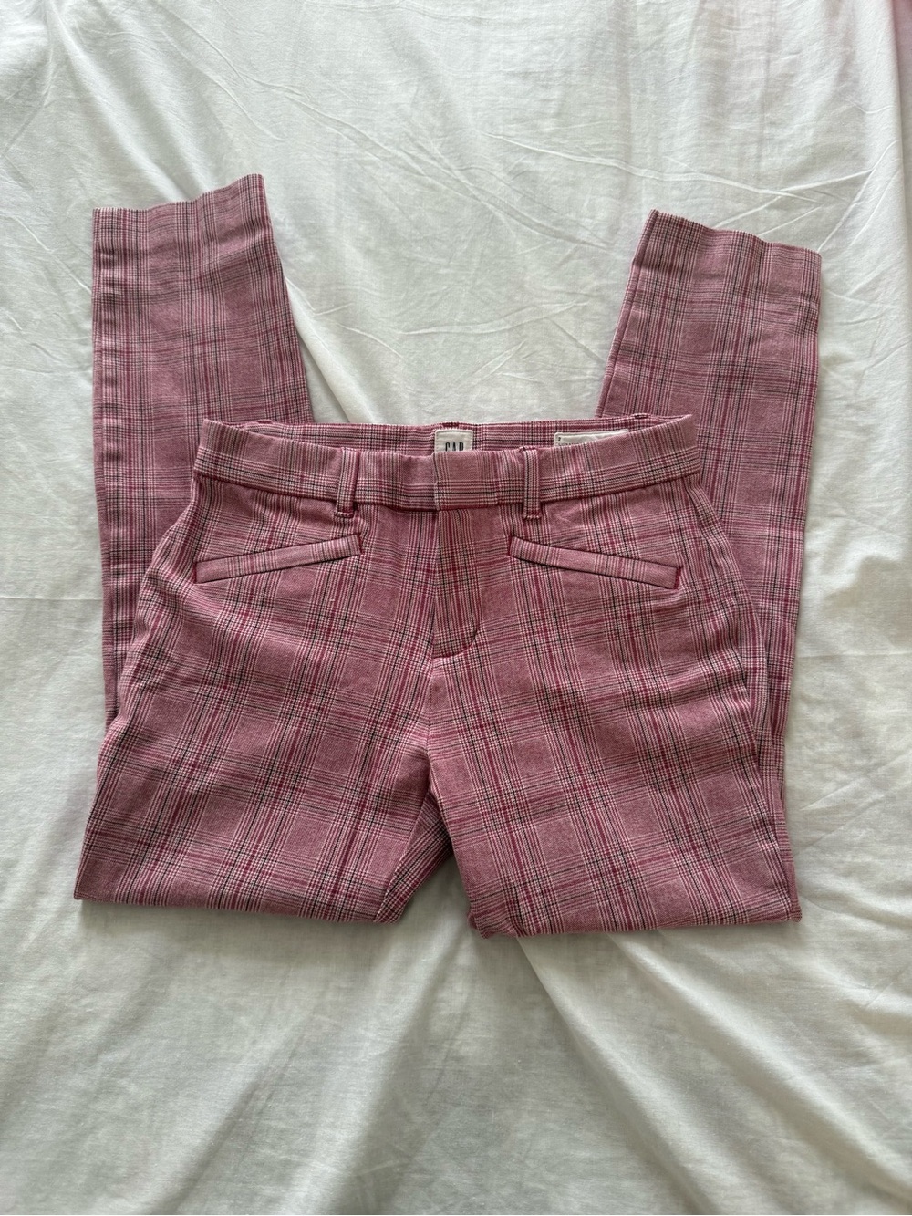 GAP Pink Plaid Skinny Ankle Pants